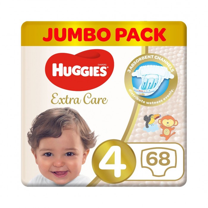Huggies Baby Diapers Extra Care Size 4 Jumbo Pack - 68 Pcs