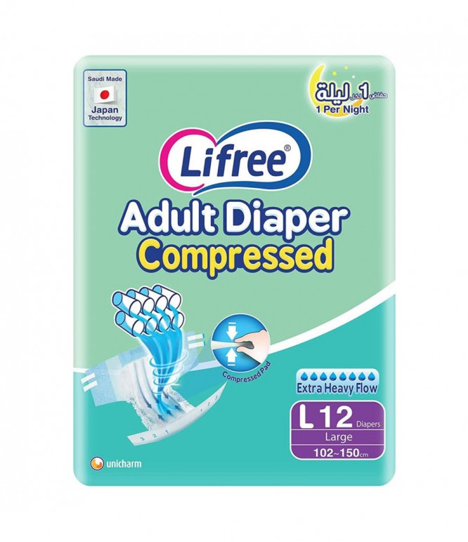 Lifree Adult Diapers Tape Large 12 Pieces