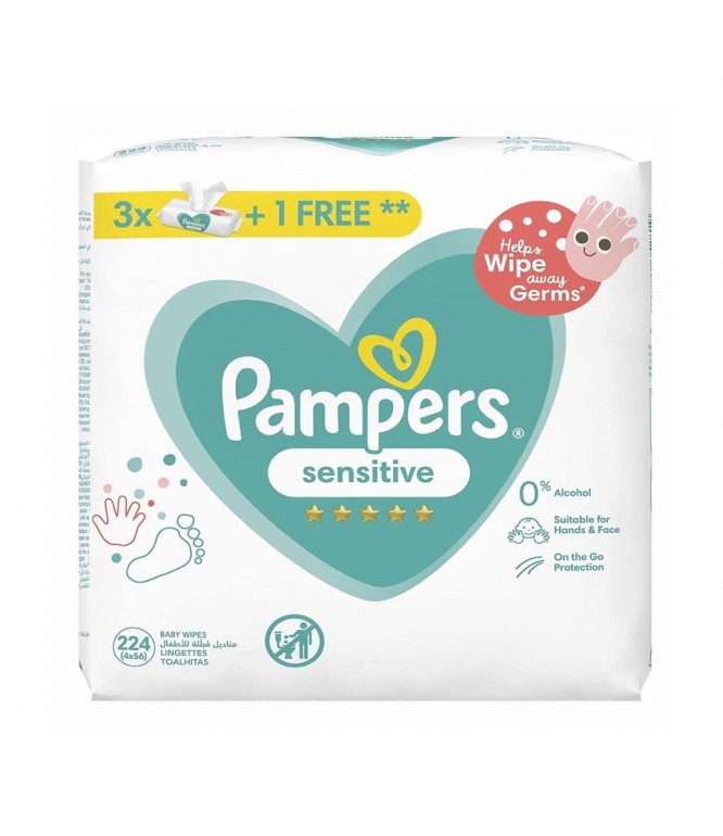 Pampers Sensitive Baby Wipes 3+1 56 pcs each