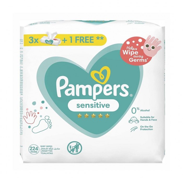 Pampers Sensitive Baby Wipes 3+1 56 pcs each