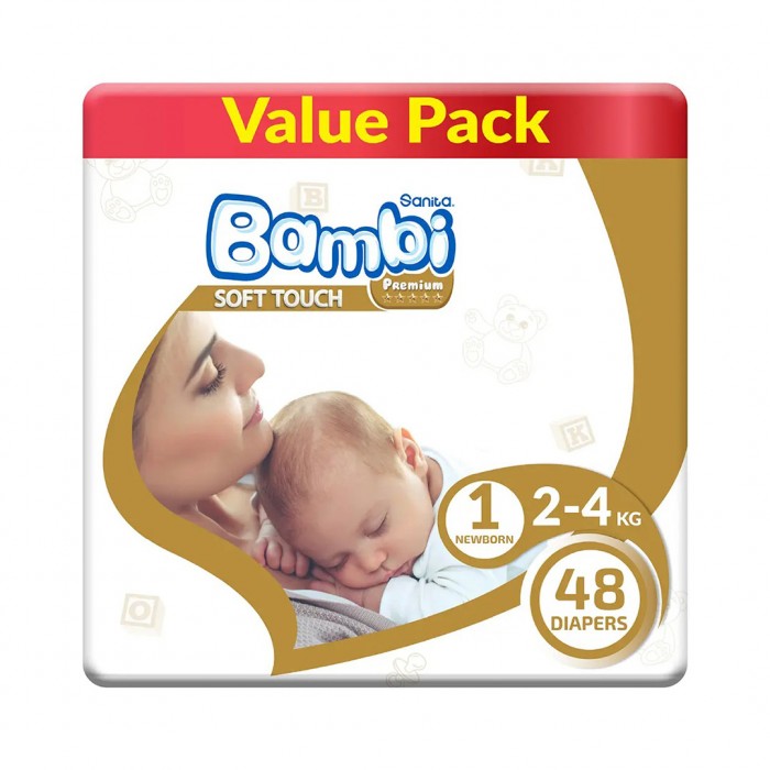 Bambi Size (1) Value Pack 48 Diapers New Born 
