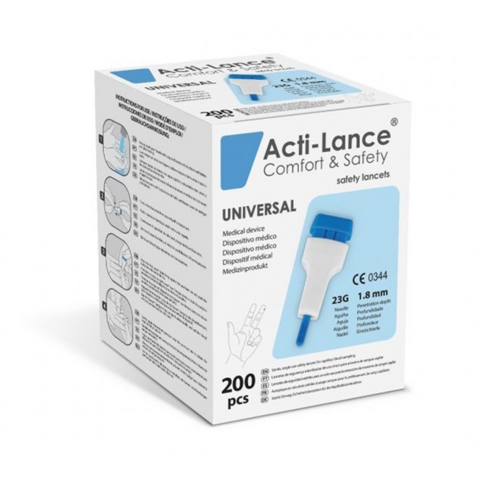 Acti-Lance Diabetic Lancets Universal 23G 1.8 MM 200 Pcs
