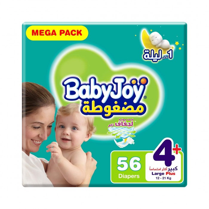 BabyJoy Compressed Tape Diaper Size 4+ Large+ 56's