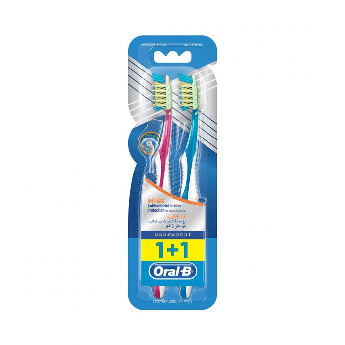 Oral-B Tooth Brush Pro-Expert Anti Bacterial Medium 40 1 Plus 1
