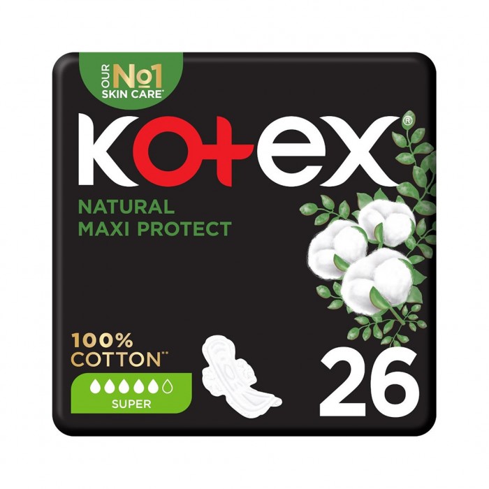 Kotex Feminine Napkins Cotton Maxi Thick - 26 Pcs