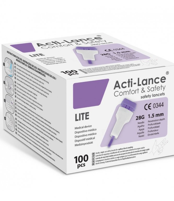 Acti-Lance Diabetic Lancets Lite 28G 1.5 MM - 100 Pcs