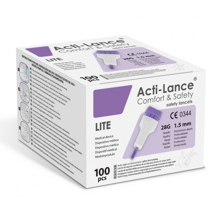 Acti-Lance Diabetic Lancets Lite 28G 1.5 MM - 100 Pcs