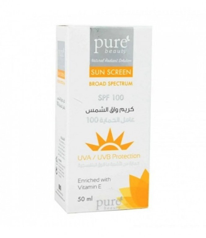 بيور بيوتي كريم واقي الشمس SPF 100 مع فيتامين هـ 50 مل 