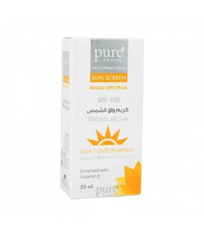 بيور بيوتي كريم واقي الشمس SPF 100 مع فيتامين هـ 50 مل 