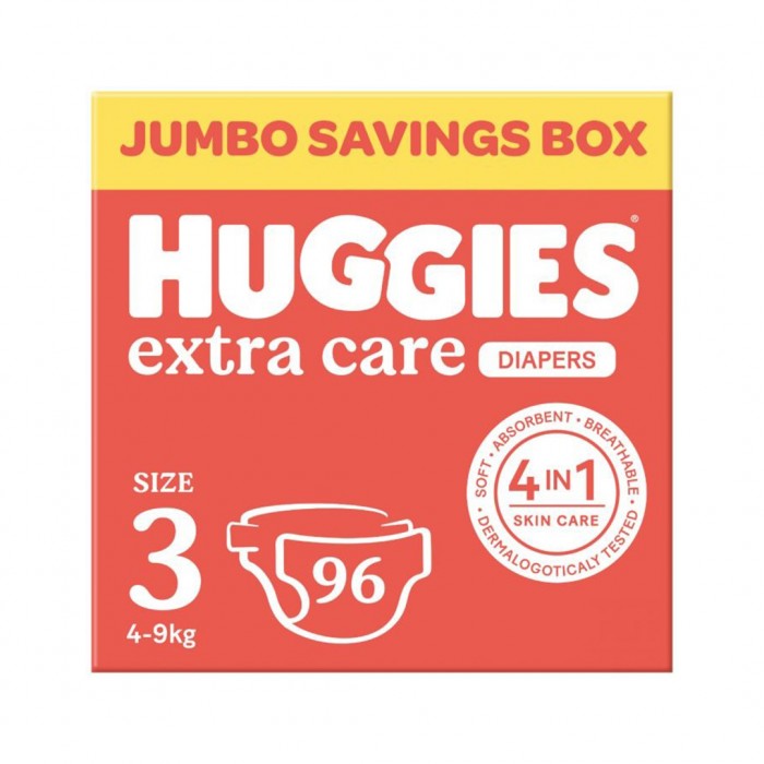 Huggies Baby Diapers Extra Care Size 3  Jumbo Box - 96 Pcs