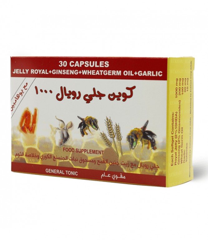 Royal Jelly Queen 1000 Bee Royal Jelly Capsules for Vitality 30 Capsules