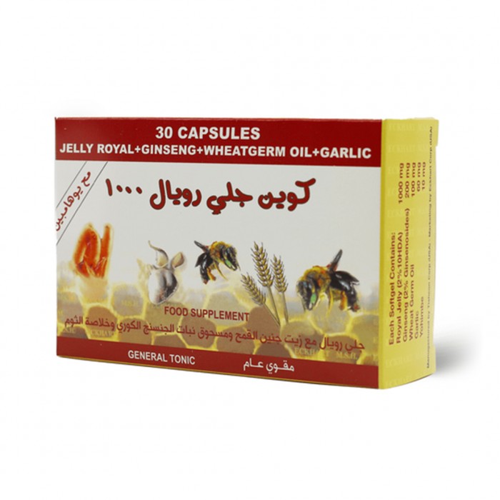 Royal Jelly Queen 1000 Bee Royal Jelly Capsules for Vitality 30 Capsules