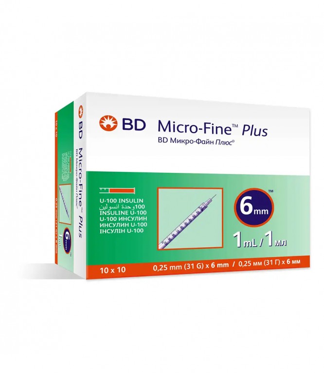 BD Micro Fine Plus Syringe 1 ML 31G 6 mm 100 Piece