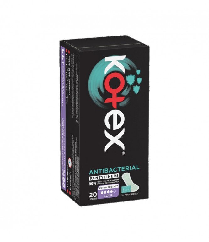 Kotex Antibacterial Long Daily Pantyliners 20 Pieces