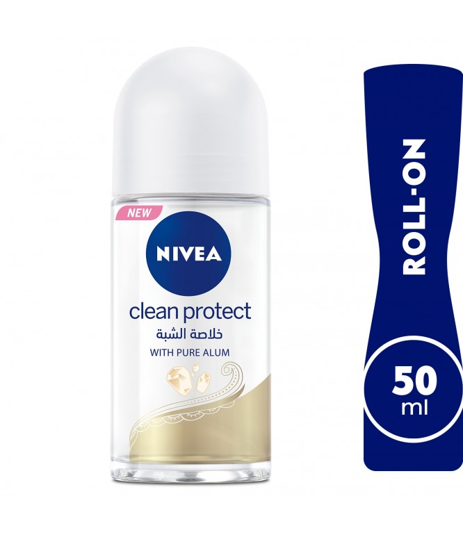 NIVEA Antiperspirant Roll-On for Women Clean Protect Pure Alum 50 ml