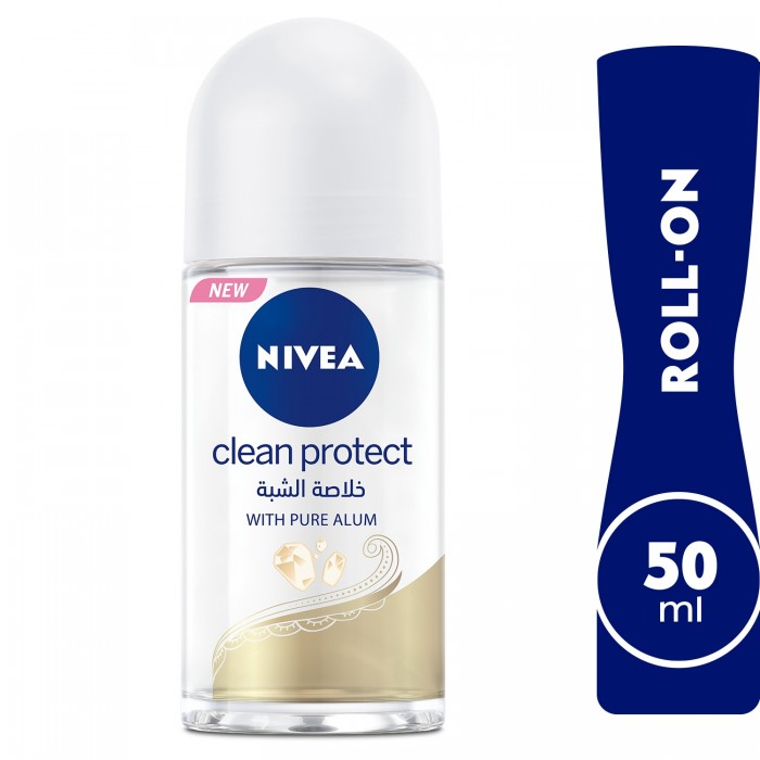 NIVEA Antiperspirant Roll-On for Women Clean Protect Pure Alum 50 ml
