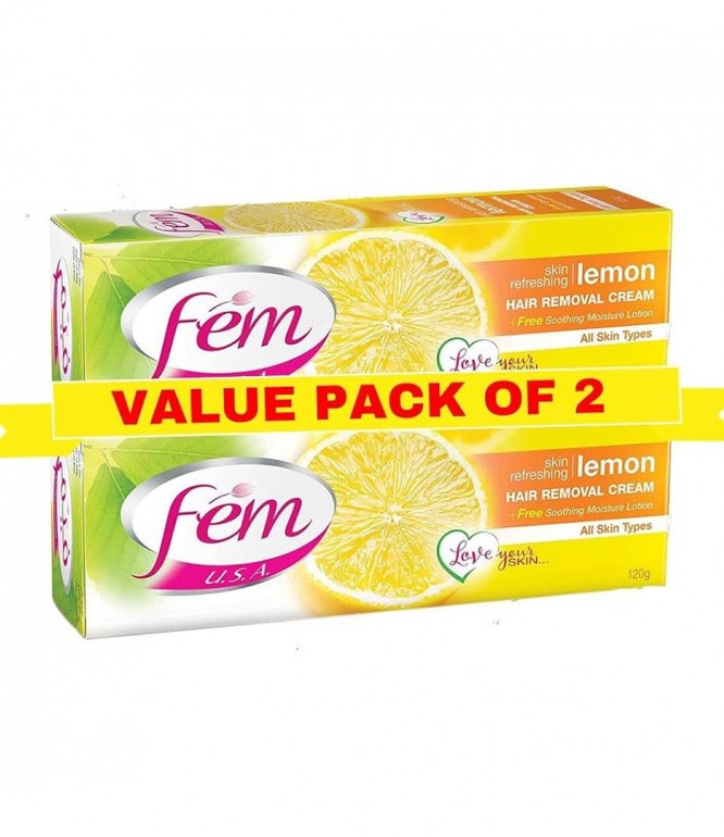 Fem Hair Removal Cream with Lemon 120 gm Pack of 2