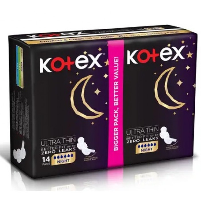 Kotex Ultra Thin Pads Nighttime with Wings 14 Pads
