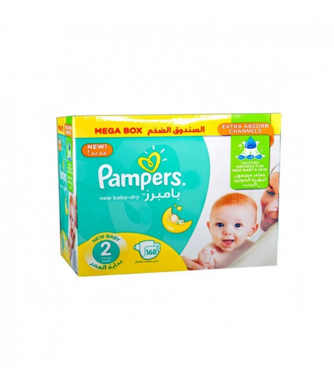 Pampers Diapers Size (2) Mega Box 168 Pieces