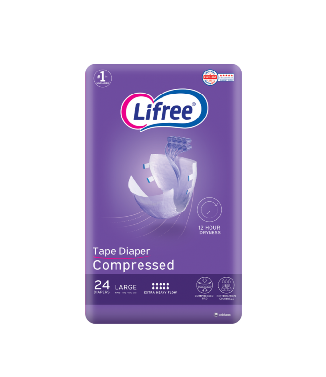 Lifree Adult Diapers Tape Large 24 Pieces