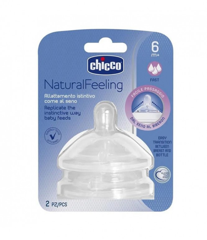 Chicco Natural Feeling Nipple 6M+ Fast 2Pieces