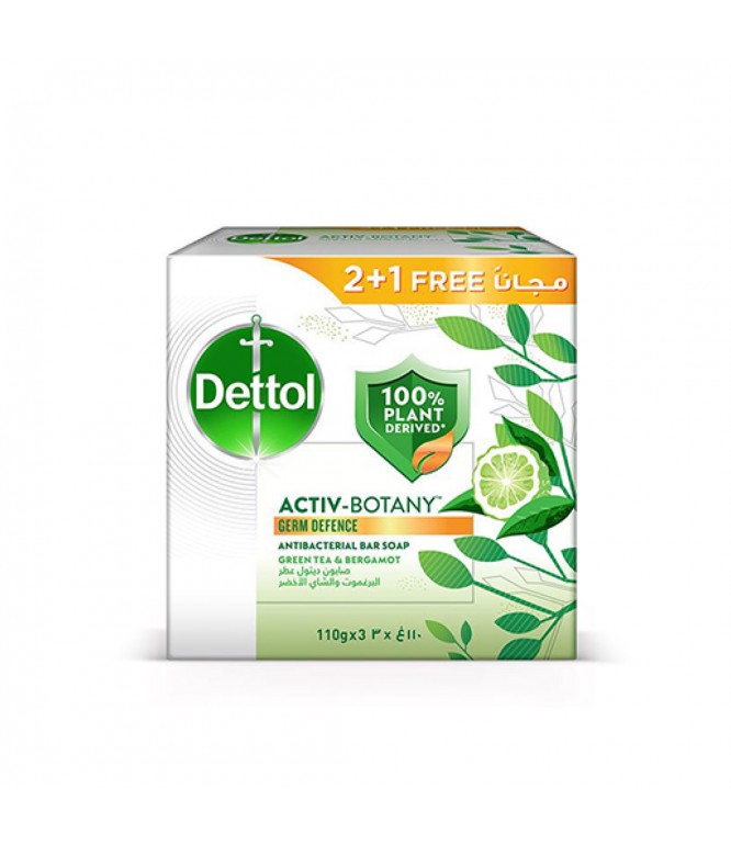 Dettol Activ-Botany Bar Soap Green Tea & Bergamot 110 GM 2+1