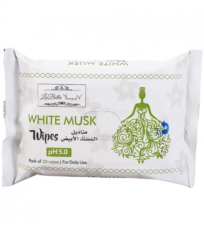 Labella White Musk Feminine Wipes 20 Single Wipes