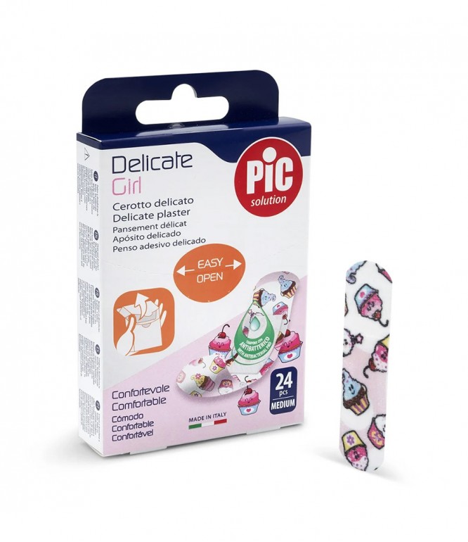 Pic Delicate Antibacterial Plaster For Girls 24 Pieces