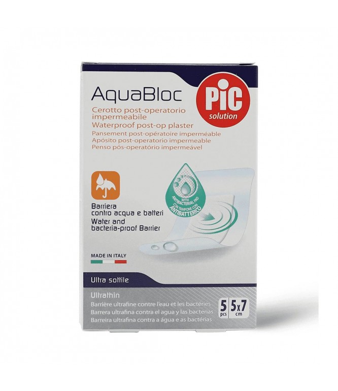 Pic Aquabloc Transparent Waterproof Plaster 5x7cm 5 Pcs