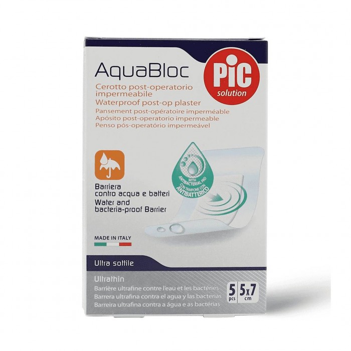 Pic Aquabloc Transparent Waterproof Plaster 5x7cm 5 Pcs