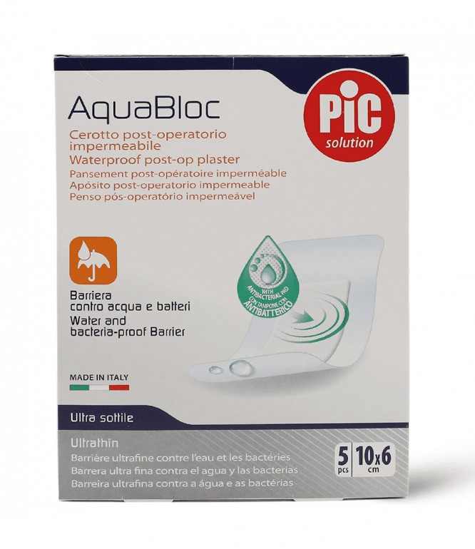 Pic Aquabloc Transparent Waterproof Plaster 10x6cm 5 Pcs