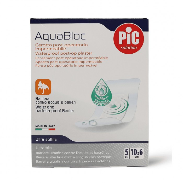 Pic Aquabloc Transparent Waterproof Plaster 10x6cm 5 Pcs