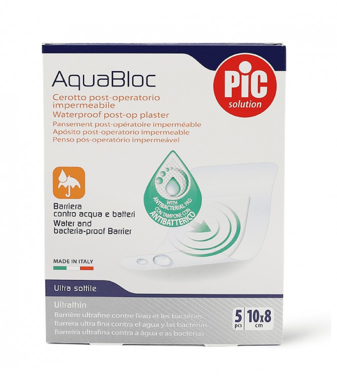 Pic Aquabloc Transparent Waterproof Plaster 10x8cm 5 Pcs