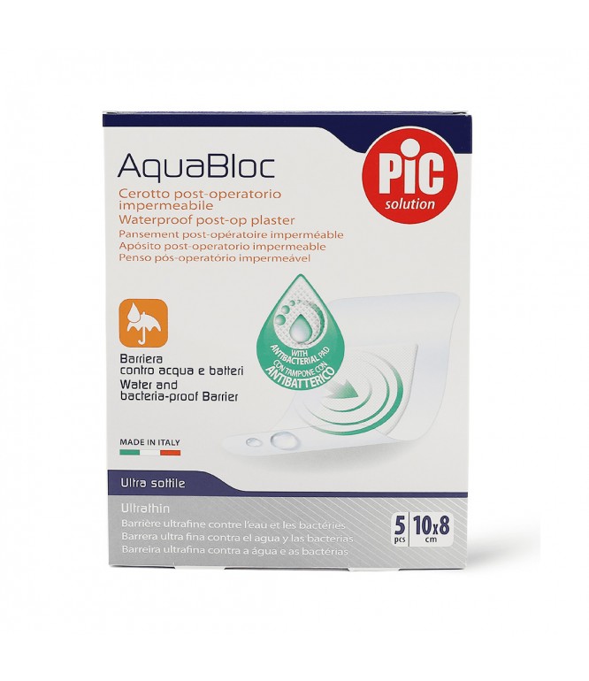 Pic Aquabloc Transparent Waterproof Plaster 10x8cm 5 Pcs