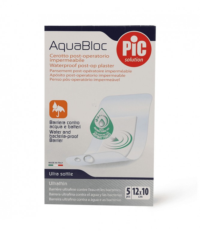 Pic Aquabloc Transparent Waterproof Plaster 12x10cm 5 Pcs