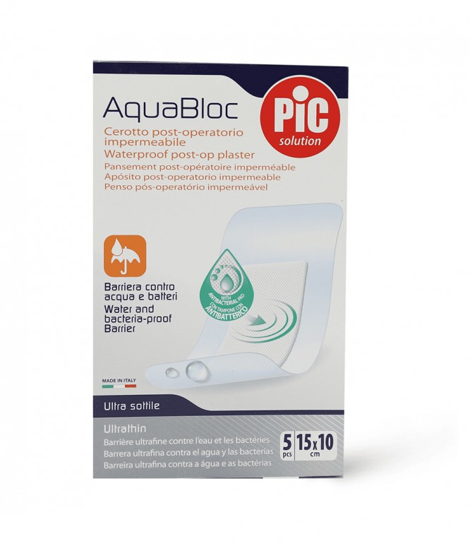 Pic Aquabloc Transparent Waterproof Plaster 15x10cm 5 Pcs