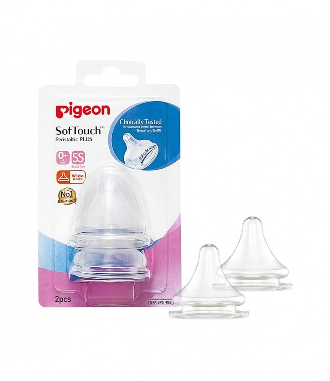 Pigeon Soft Touch Wide Neck Silicone Nipple Small 2 Pcs +0 Months