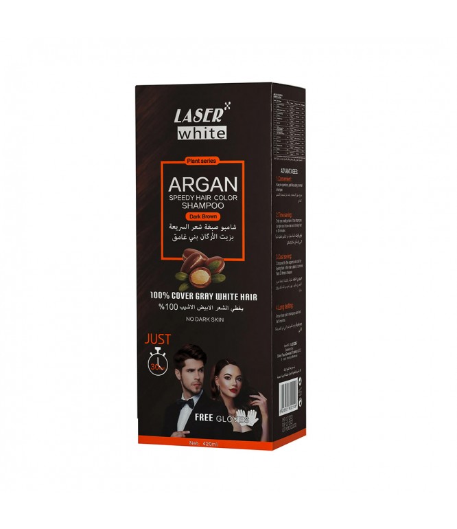 Laser White 2038 Argan Oil Hair Color Shampoo Dark Brown