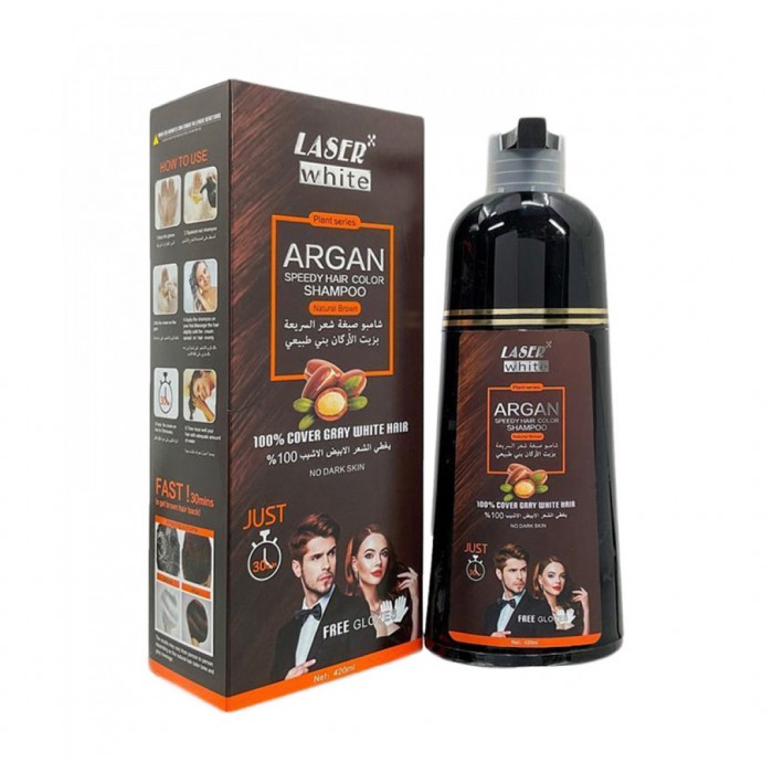 Laser White 2106 Argan Oil Hair Color Shampoo Brown