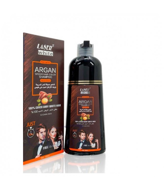 Laser White 2731 Argan Hair Color Shampoo Dark Brown Black