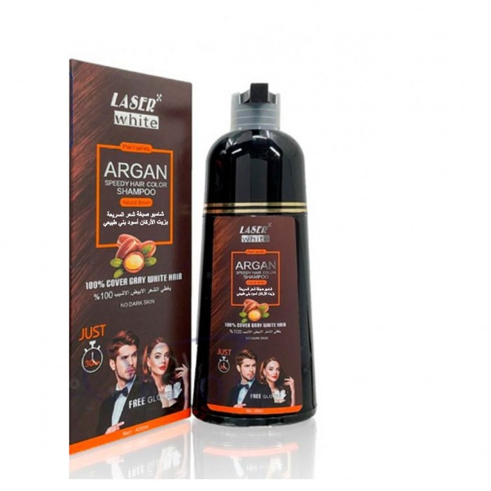 Laser White 2731 Argan Hair Color Shampoo Dark Brown Black
