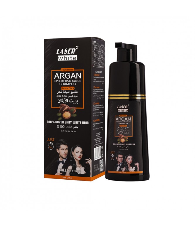 Laser White 2724 Argan Oil Hair Color Shampoo Black 200ml