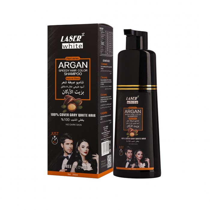 Laser White 2724 Argan Oil Hair Color Shampoo Black 200ml
