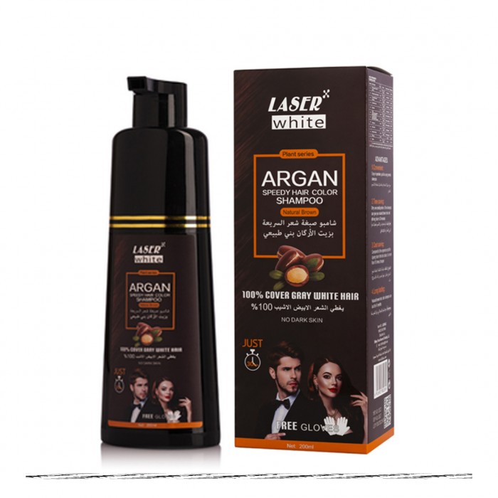 Laser White 2694 Argan Oil Hair Color Shampoo Brown 200ml