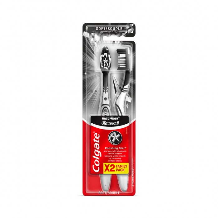 Colgate Max White Charcoal Soft Toothbrush 2 Pieces