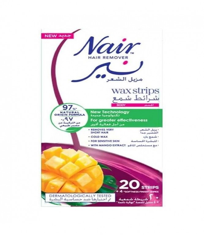 Nair Hair Removal Wax Strips Body With Mango Extract 20 Pieces