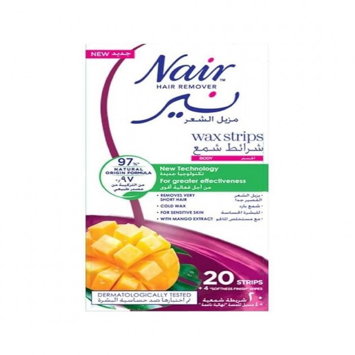 Nair Hair Removal Wax Strips Body With Mango Extract 20 Pieces
