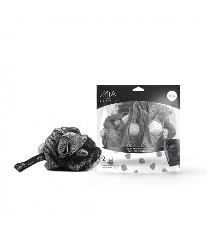 Mia Bath Pouf With Charcoal Soap 120 g