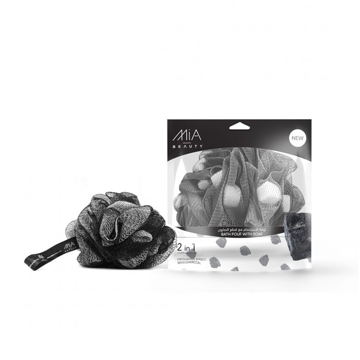 Mia Bath Pouf With Charcoal Soap 120 g