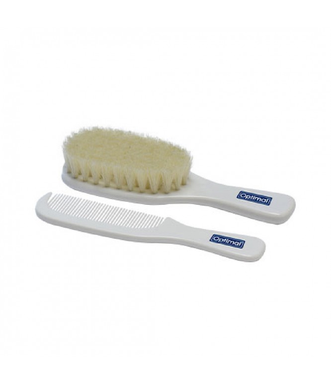 Optimal Baby Brush and Comb Set White